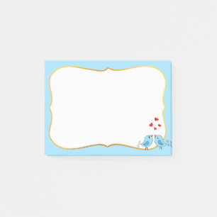 Mooie kleine blauwe vogels, harten & lichtblauw fr post-it® notes