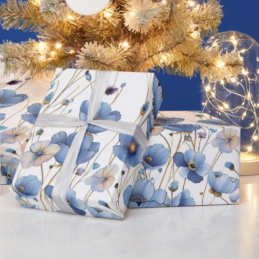 Mooie kleine blauwe wilde bloem cadeaupapier (Feestdagen)