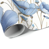 Mooie kleine blauwe wilde bloem cadeaupapier (Rol Hoek)