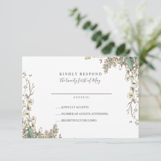 Mooie Kleine Blokbloemen Whimsical Wedding RSVP (Staand voorkant)