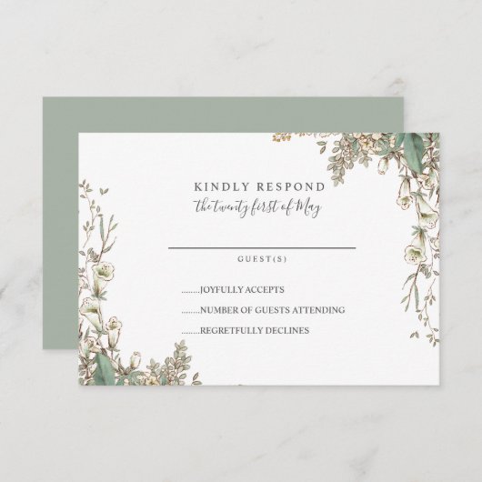 Mooie Kleine Blokbloemen Whimsical Wedding RSVP (Voorkant / Achterkant)
