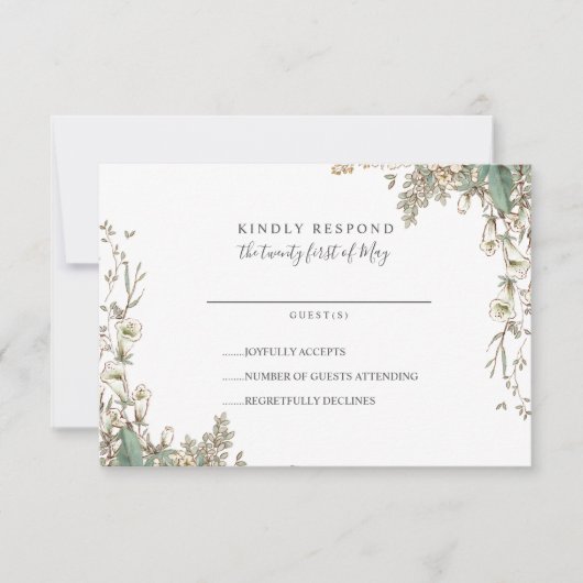 Mooie Kleine Blokbloemen Whimsical Wedding RSVP Kaartje (Voorkant)