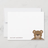 Mooie Kleine Choco Bruine Beer Kinderen Naam Brief Notitiekaartje (Voorkant)