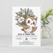 Mooie kleine digitale uil verjaardag kaart (Staand voorkant)
