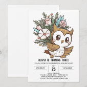 Mooie kleine digitale uil verjaardag kaart (Voorkant / Achterkant)