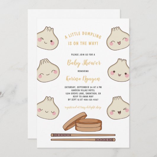 Mooie Kleine Dumpling Baby Shower Uitnodiging (Voorkant / Achterkant)