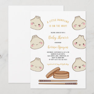 Mooie Kleine Dumpling Baby Shower Uitnodiging