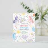 Mooie Kleine Eenhoorn Ansichtkaart Feest Uitnodigi Briefkaart (Staand voorkant)