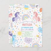 Mooie Kleine Eenhoorn Ansichtkaart Feest Uitnodigi Briefkaart (Voorkant / Achterkant)