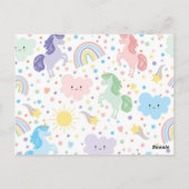 Mooie Kleine Eenhoorn Ansichtkaart Feest Uitnodigi Briefkaart (Achterkant)