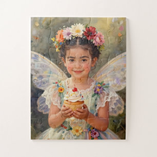 Mooie Kleine Fee Meisje met een Cupcake Legpuzzel