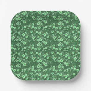 Mooie kleine groene bloemige zomerpatroon papieren bordje