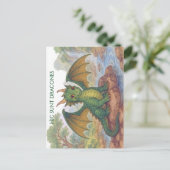 Mooie kleine groene draak briefkaart (Staand voorkant)