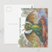 Mooie kleine groene draak briefkaart (Voorkant / Achterkant)