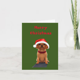 Mooie Kleine Hond met een Kerstman Hoed Blank  Kaart