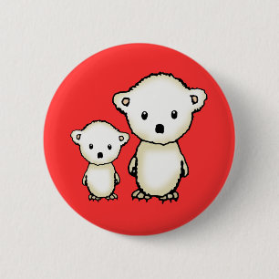 Mooie Kleine Ijsbeer Kerst Knop Ronde Button 5,7 Cm