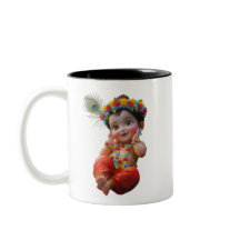 Mooie kleine Krishna Indiase kunst tweedelig mok
