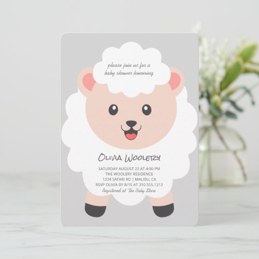 Mooie Kleine Lam Stippen Baby Shower Kaart (Staand voorkant)