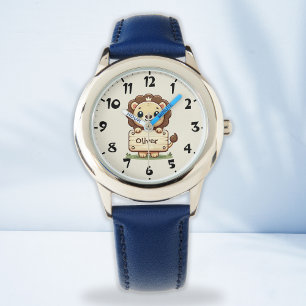 Mooie kleine leeuw met een naam bord horloge