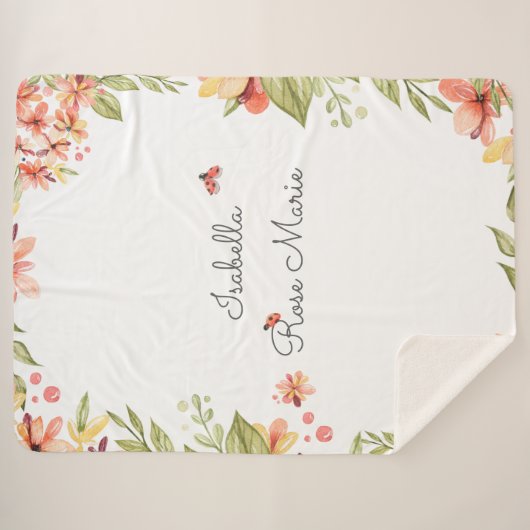 Mooie kleine lieveheersbeestje | Monogram Sherpa d Sherpa Deken (Voorkant (horizontaal))