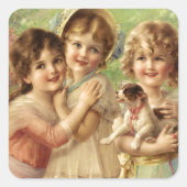 mooie kleine meisjes vierkante sticker (Voorkant)