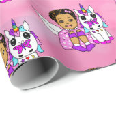 Mooie kleine meisjesfeiën en onicorns cadeaupapier (Rol Hoek)