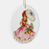 Mooie kleine meisjesversiering in het rood keramisch ornament (Rechts)