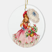 Mooie kleine meisjesversiering in het rood keramisch ornament (Links)