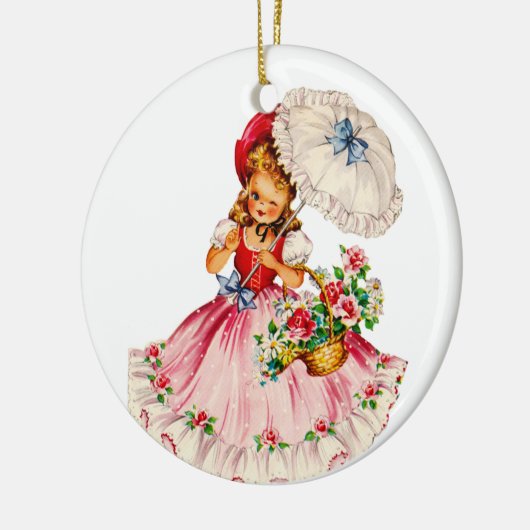 Mooie kleine meisjesversiering in het rood keramisch ornament (Links)