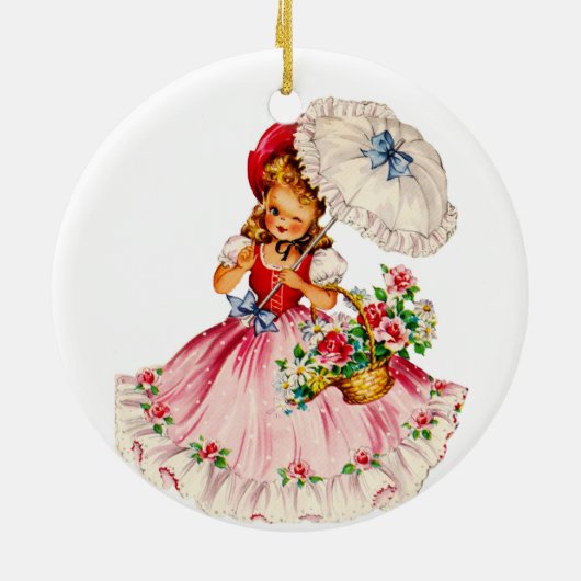 Mooie kleine meisjesversiering in het rood keramisch ornament (Achterkant)