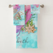 Mooie kleine Mermaids-Waterverf Bad Handdoek (Insitu)