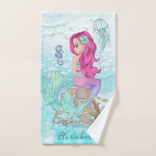 Mooie kleine Mermaids-Waterverf Bad Handdoek (Handdoek)