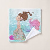 Mooie kleine Mermaids-Waterverf Bad Handdoek (Wasdoekje)