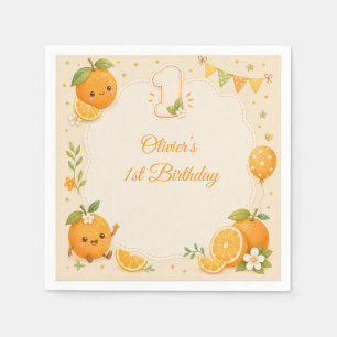 Mooie Kleine Moppie Oranje 1e Verjaardag Papieren Servet