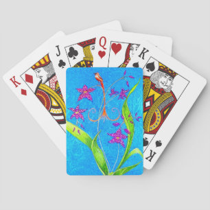 Mooie Kleine Orchideeën Vogel Pokerkaarten