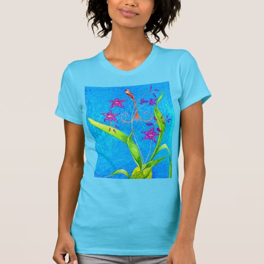 Mooie Kleine Orchideeën Vogel T-shirt (Voorkant)