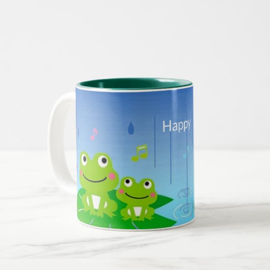 Mooie kleine padden mok met tweetone koffie (Voorkant links)