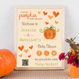 Mooie Kleine Pompoen Baby Shower Welkom Bord  Poster