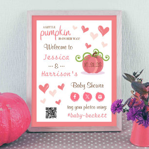 Mooie Kleine Pompoen Baby Shower Welkom Bord  Poster