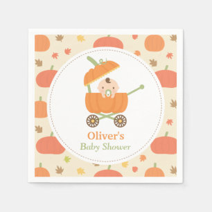Mooie Kleine Pompoen Wandelwagen Baby Shower Serve Servet