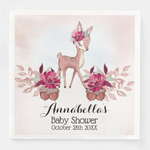 Mooie Kleine Ree Baby Meisje Herfst Baby Shower I Servet