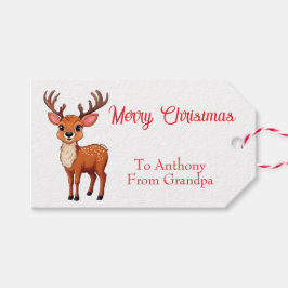 Mooie kleine rendier Kerstcadeautag Cadeaulabel