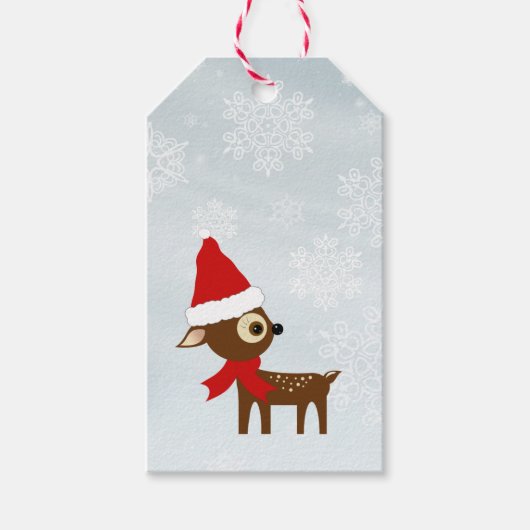 Mooie Kleine Rendier Kerstcadeautags Cadeaulabel (Voorkant)
