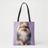 MOOIE KLEINE RODE POMERAANSE PUPPY HOND TOTE BAG (Voorkant)