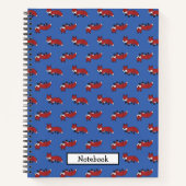 Mooie Kleine Rode Vos Patroon Blauw Notitieboek (Voorkant)