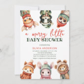Mooie Kleine Schattige Winter Baby Shower Uitnodig Kaart (Voorkant)