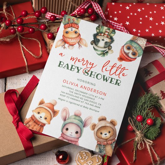 Mooie Kleine Schattige Winter Baby Shower Uitnodig Kaart