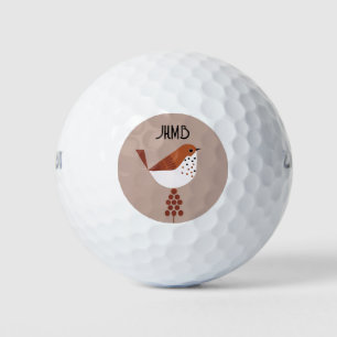 Mooie Kleine Vogel Dier Monogram Kunst Golfballen