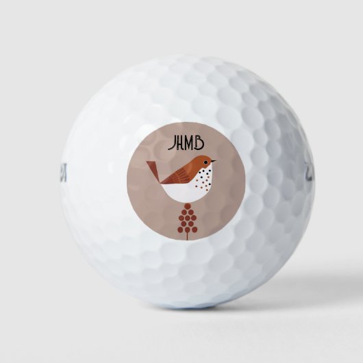 Mooie Kleine Vogel Dier Monogram Kunst Golfballen (Voorkant)