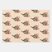 Mooie kleine vogels witte perzik beige inpakpapier vel (Voorkant 2)